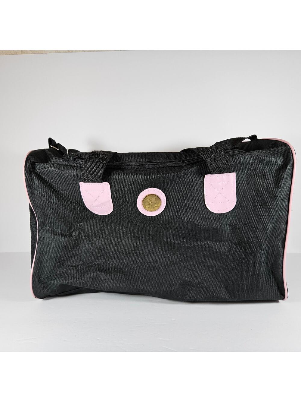 Calvin Hill Duffle Bag Black Pink Y2K McBling Aesthetic Overnight Travel Gym Bag